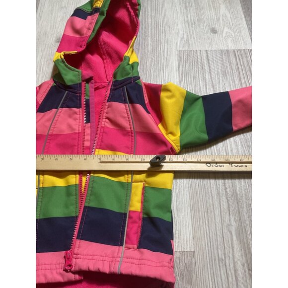 Rainbow Striped Toddler Hooded Jacket 2T Fleece Lined Polyester Blend - Picture 4 of 8